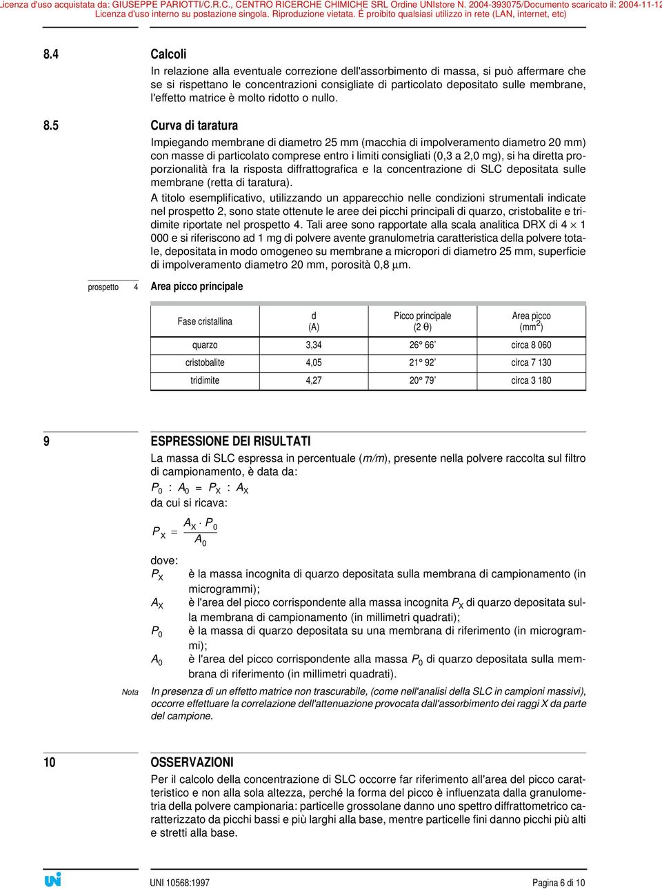 5 Curva di taratura Impiegando membrane di diametro 25 mm (macchia di impolveramento diametro 20 mm) con masse di particolato comprese entro i limiti consigliati (0,3 a 2,0 mg), si ha diretta