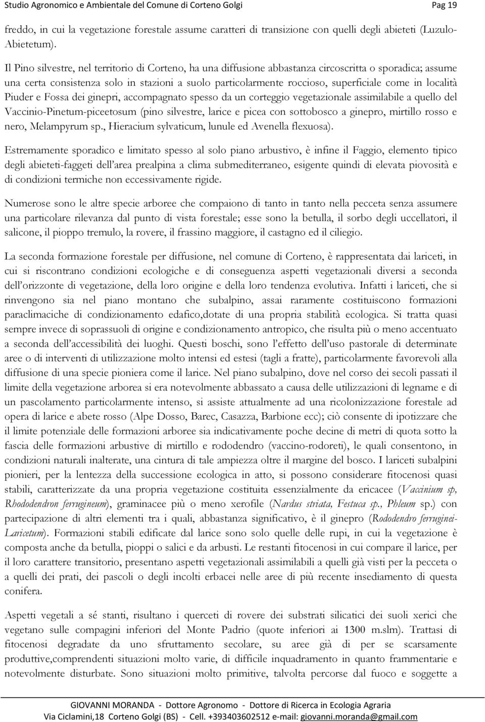 Fssa dei ginepri, accmpagnat spess da un crteggi vegetazinale assimilabile a quell del Vaccini-Pinetum-piceetsum (pin silvestre, larice e picea cn sttbsc a ginepr, mirtill rss e ner, Melampyrum sp.