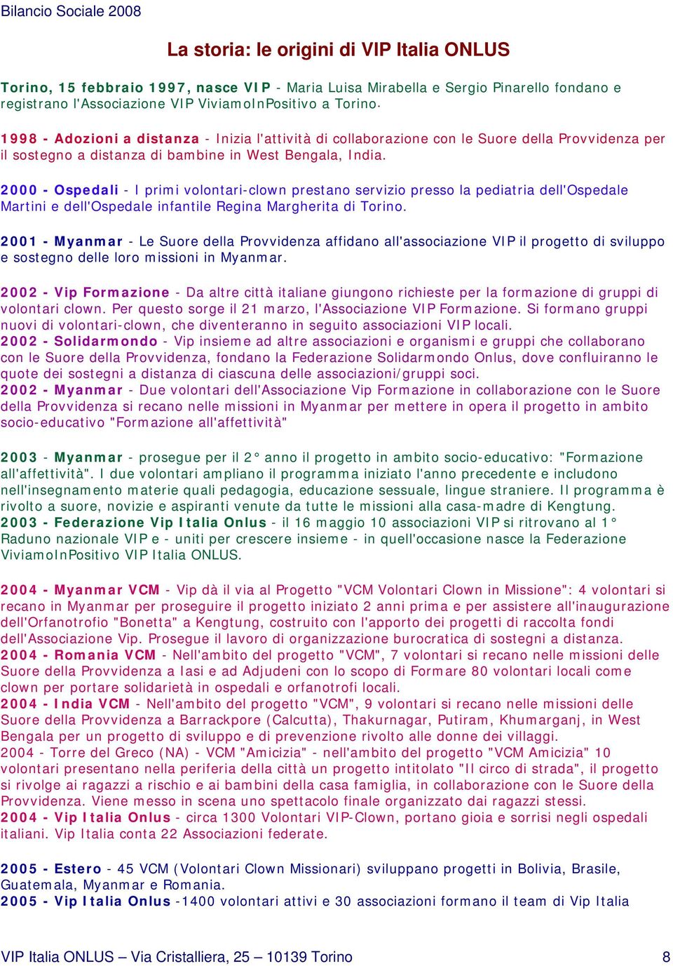 2000 - Ospedali - I primi volontari-clown prestano servizio presso la pediatria dell'ospedale Martini e dell'ospedale infantile Regina Margherita di Torino.