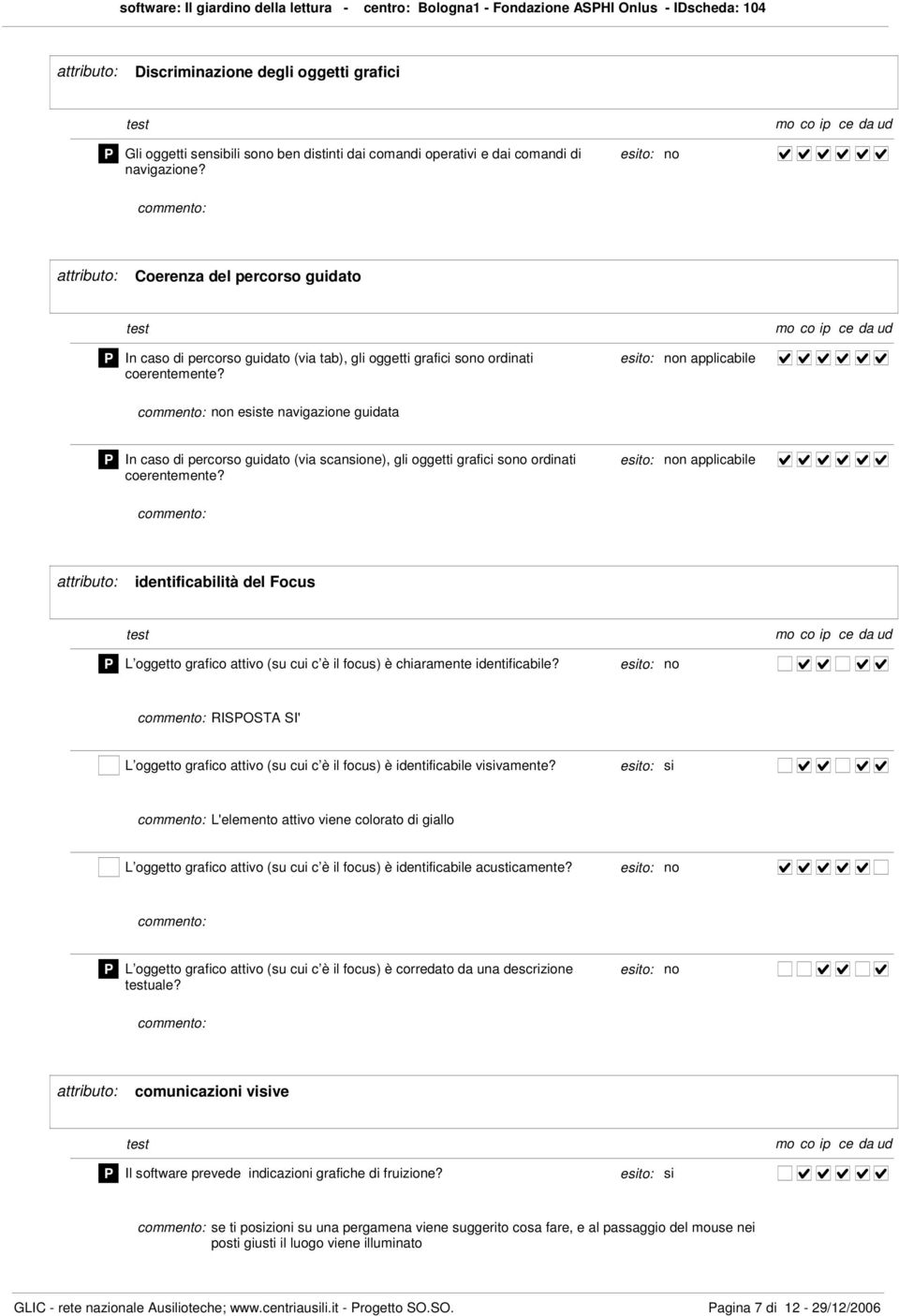 n applicabile non esiste navigazione guidata In caso di percorso guidato (via scansione), gli oggetti grafici sono ordinati coerentemente?