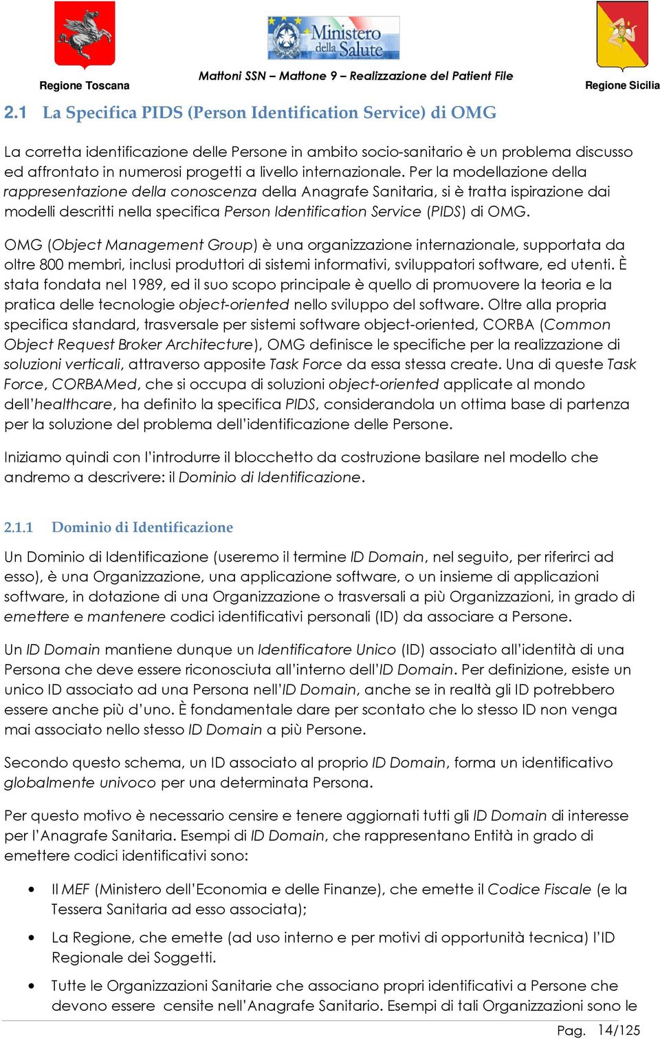 Per la modellazione della rappresentazione della conoscenza della Anagrafe Sanitaria, si è tratta ispirazione dai modelli descritti nella specifica Person Identification Service (PIDS) di OMG.