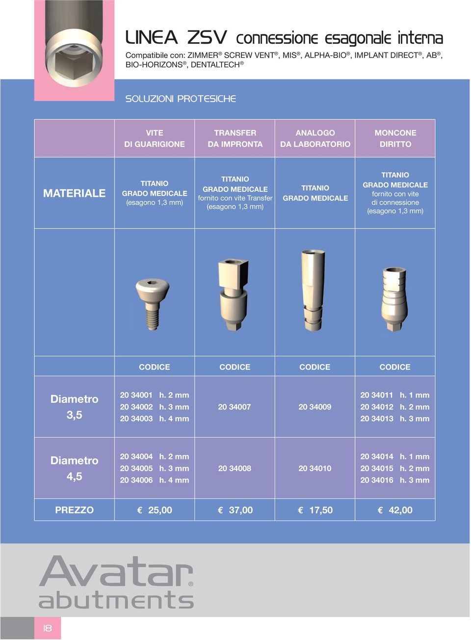 2 mm 20 34002 h. 3 mm 20 34003 h. 4 mm 20 34007 20 34009 20 34011 h. 1 mm 20 34012 h. 2 mm 20 34013 h. 3 mm 4,5 20 34004 h.