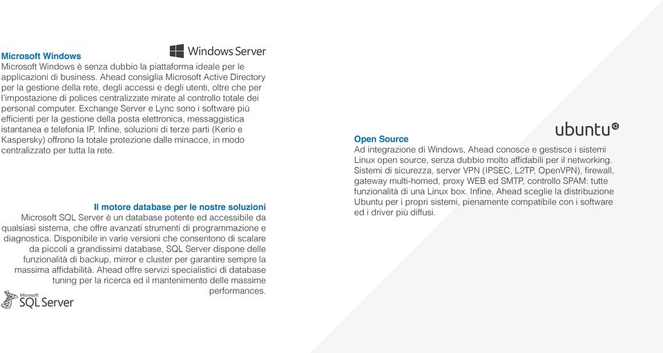 computer. Exchange Server e Lync sono i software più efficienti per la gestione della posta elettronica, messaggistica istantanea e telefonia IP.