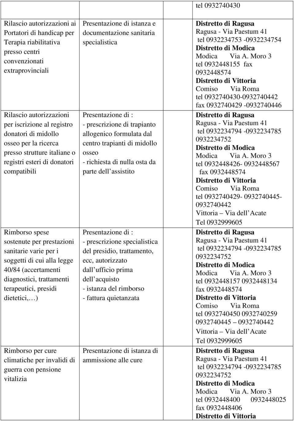 dietetici, ) Rimborso per cure climatiche per invalidi di guerra con pensione vitalizia istanza e documentazione sanitaria specialistica : - prescrizione di trapianto allogenico formulata dal centro