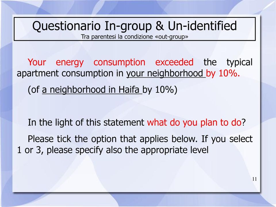(of a neighborhood in Haifa by 10%) In the light of this statement what do you plan to do?
