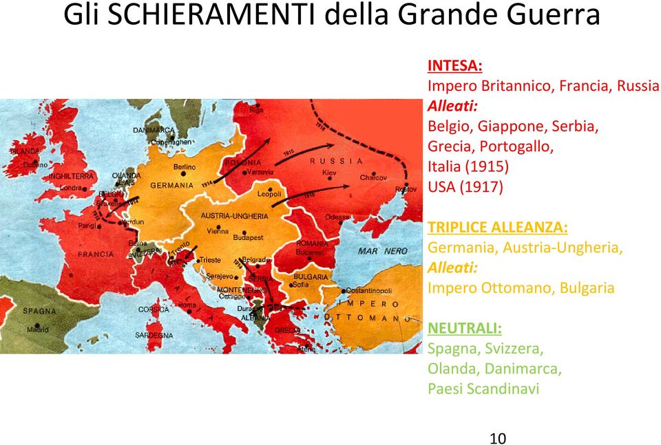 USA (1917) TRIPLICE ALLEANZA: Germania, Austria-Ungheria, Alleati: Impero