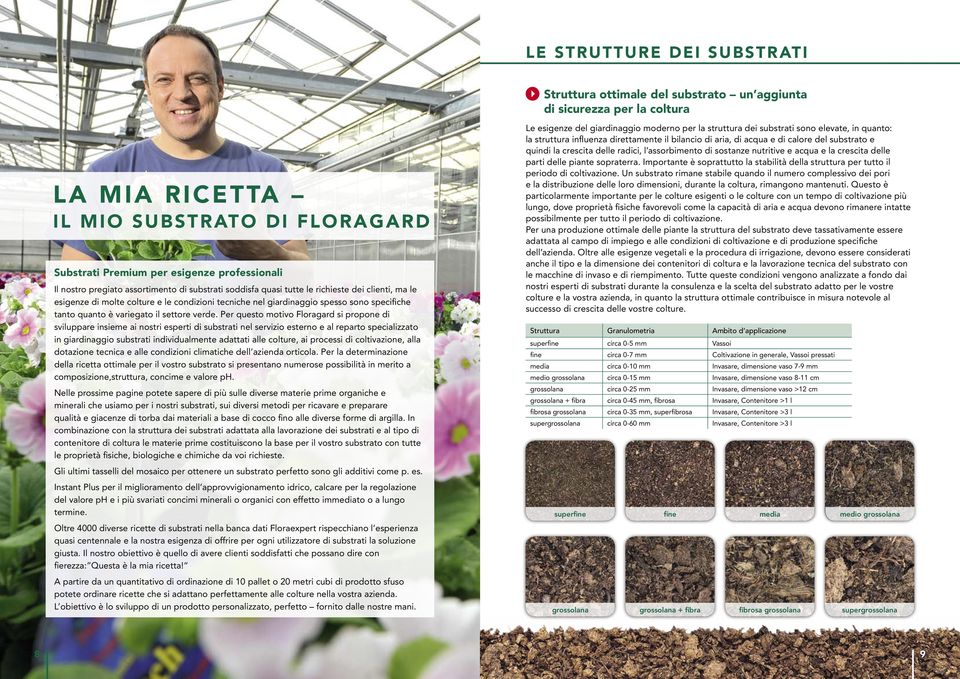 Per questo motivo Floragard si propone sviluppare insieme ai nostri esperti substrati nel servizio esterno e al reparto specializzato in giarnaggio substrati invidualmente adattati alle colture, ai