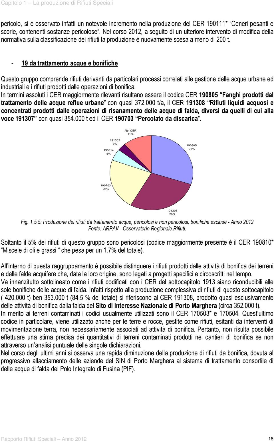 - 19 da trattamento acque e bonifiche Questo gruppo comprende rifiuti derivanti da particolari processi correlati alle gestione delle acque urbane ed industriali e i rifiuti prodotti dalle operazioni