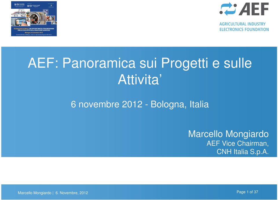 Mongiardo AEF Vice Chairman, CNH Italia S.p.A. Marcello Mongiardo 6.