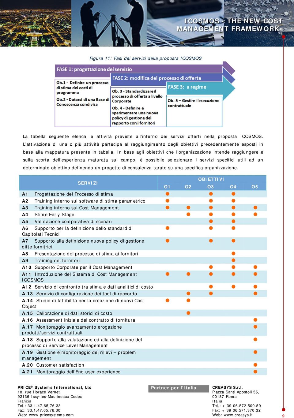 In base agli obiettivi che l organizzazione intende raggiungere e sulla scorta dell esperienza maturata sul campo, è possibile selezionare i servizi specifici utili ad un determinato obiettivo