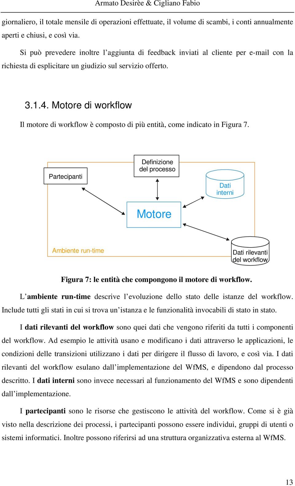 Motore di workflow Il motore di workflow è composto di più entità, come indicato in Figura 7.