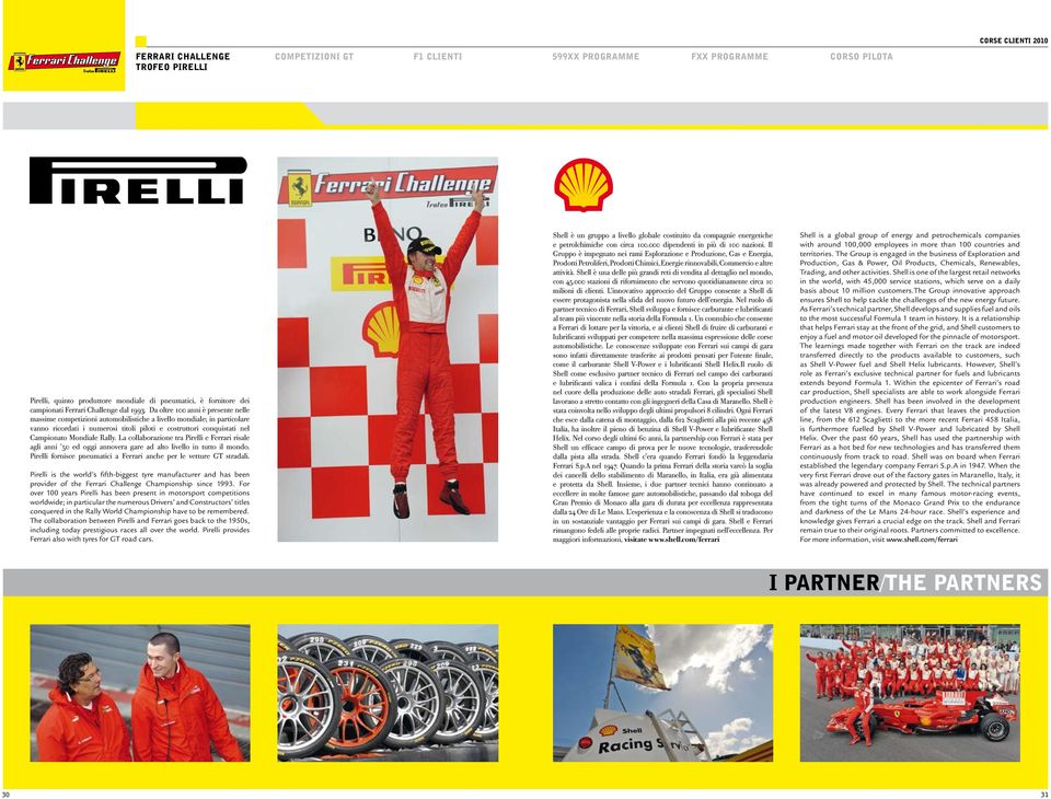 Rally. La collaborazione tra Pirelli e Ferrari risale agli anni 50 ed oggi annovera gare ad alto livello in tutto il mondo. Pirelli fornisce pneumatici a Ferrari anche per le vetture GT stradali.