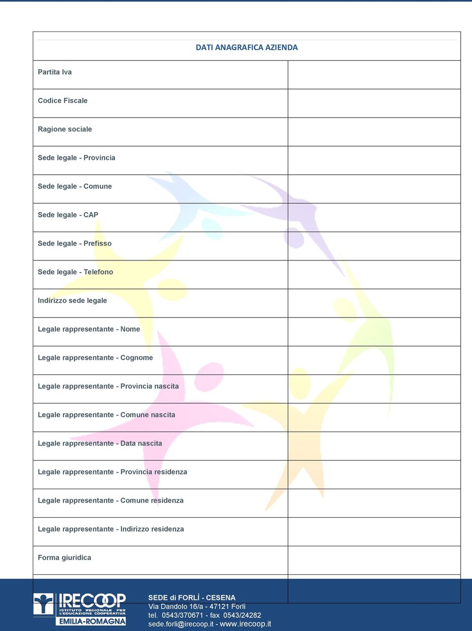 Legale rappresentante - Provincia nascita Legale rappresentante - Comune nascita Legale rappresentante - Data nascita Legale