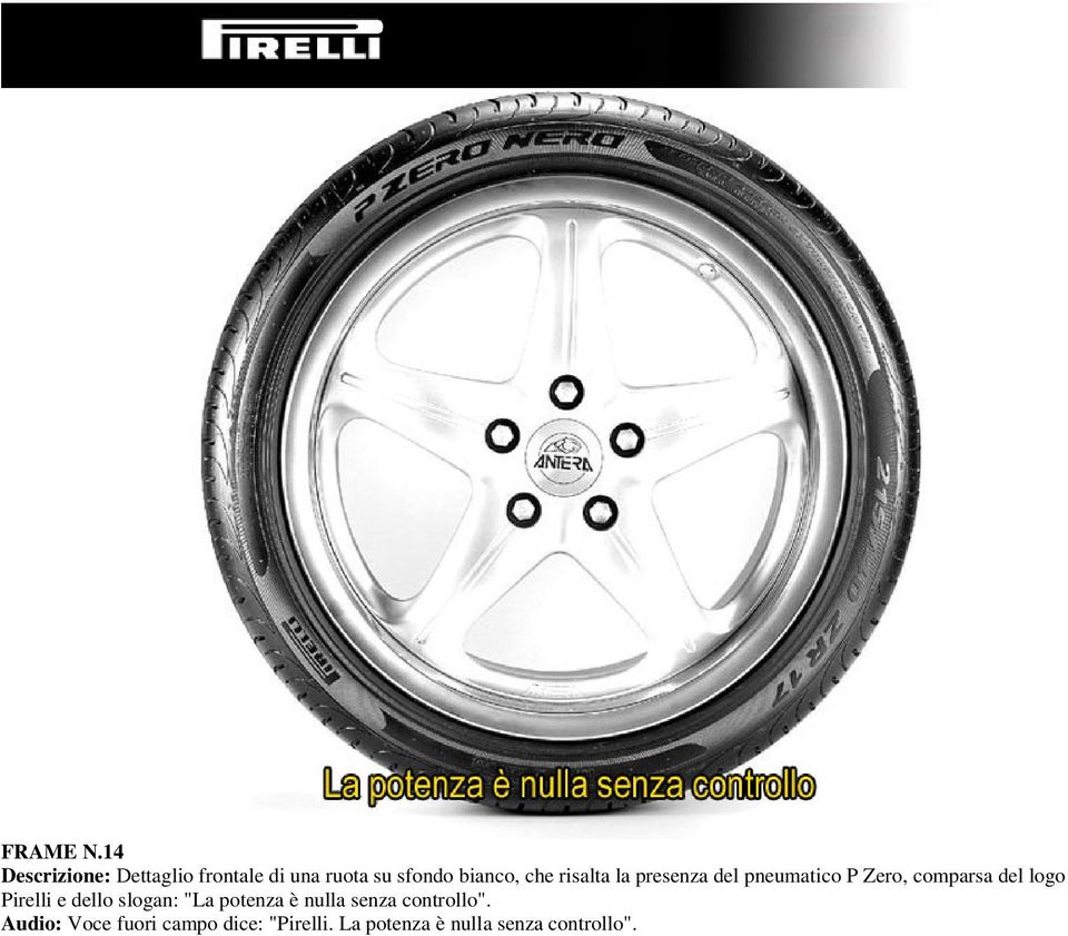 risalta la presenza del pneumatico P Zero, comparsa del logo Pirelli