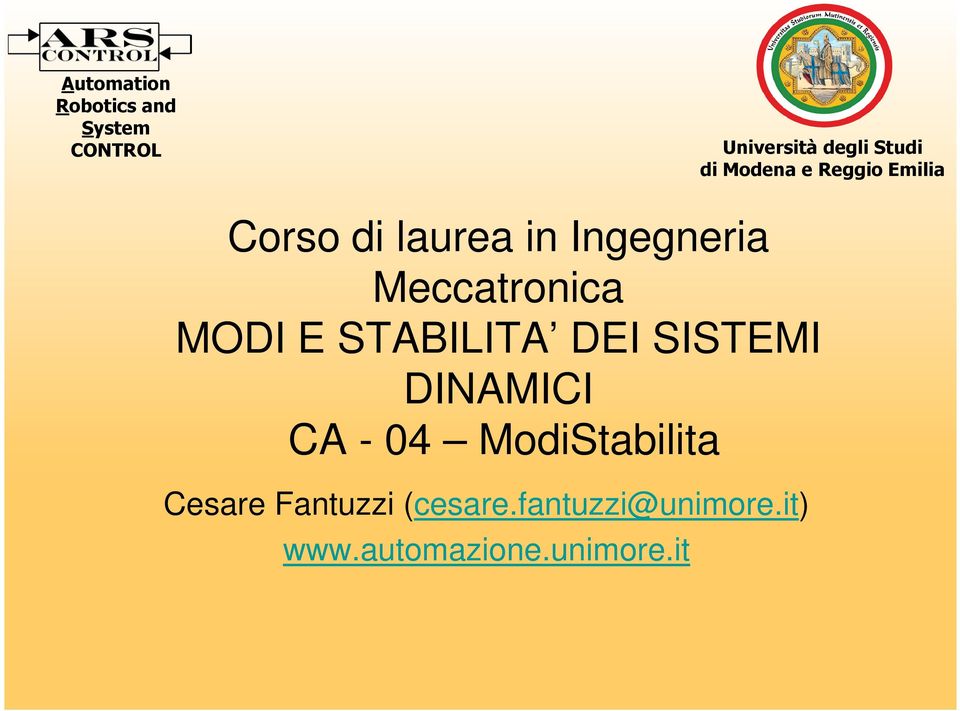 MODI E STABILITA DEI SISTEMI DINAMICI CA - 04 ModStablta