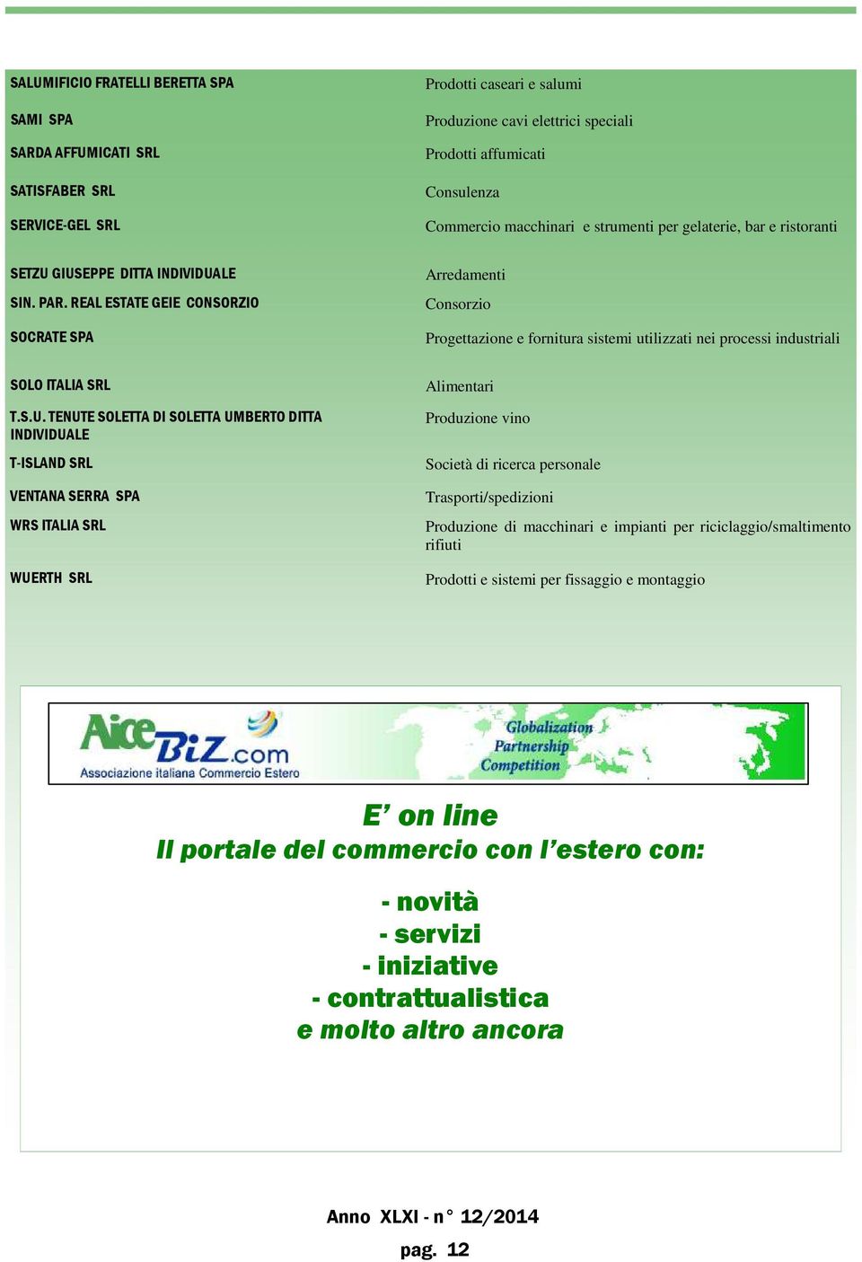 REAL ESTATE GEIE CONSORZIO SOCRATE SPA Arredamenti Consorzio Progettazione e fornitura sistemi utilizzati nei processi industriali SOLO ITALIA SRL T.S.U.