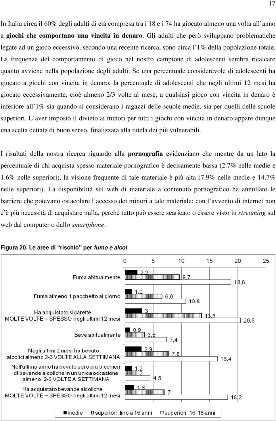 La frequenza del comportamento di gioco nel nostro campione di adolescenti sembra ricalcare quanto avviene nella popolazione degli adulti.