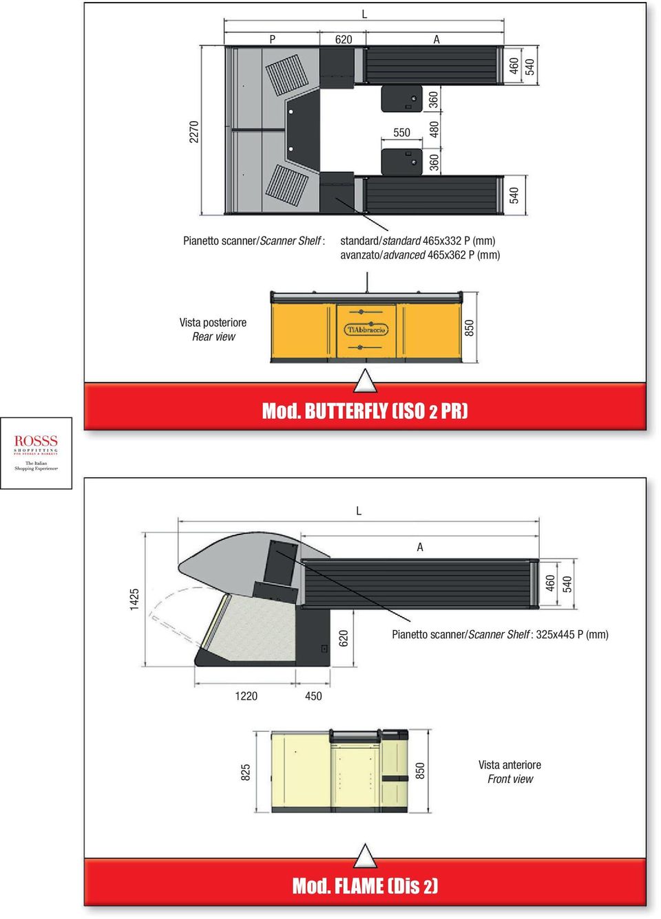 scanner/scanner Shelf : standard/standard 465x332 P (mm) avanzato/advanced 465x362