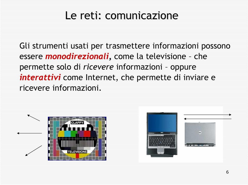 televisione che permette solo di ricevere informazioni oppure