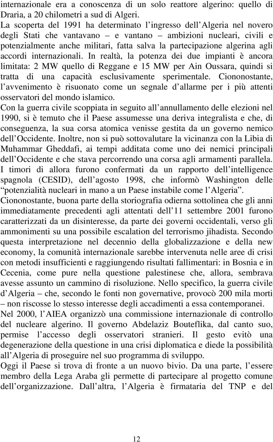 algerina agli accordi internazionali.