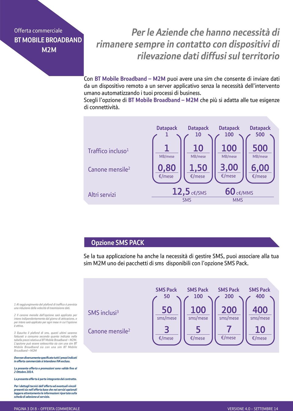 Scegli l opzione di BT Mobile Broadband M2M che più si adatta alle tue esigenze di connettività.