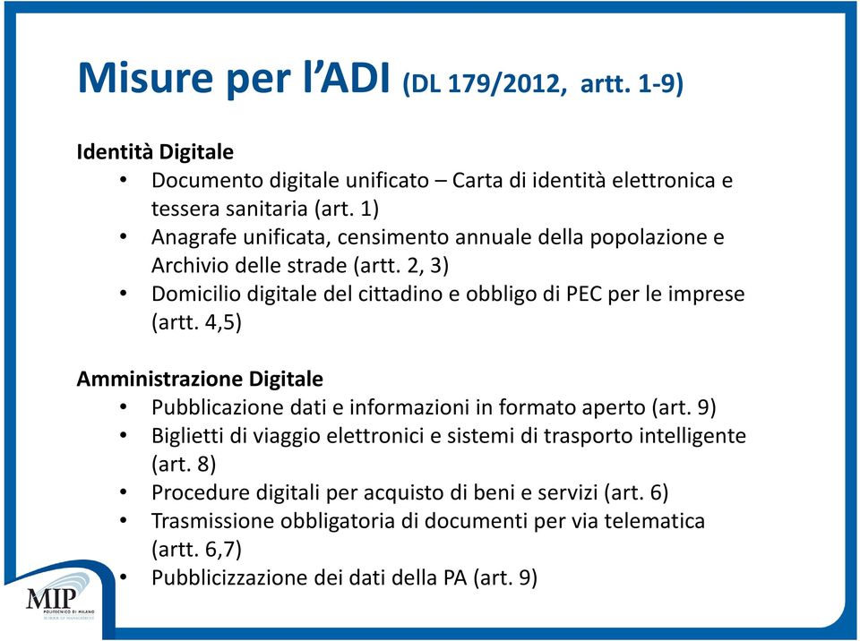 2, 3) Domicilio digitale del cittadino e obbligo di PEC per le imprese (artt.