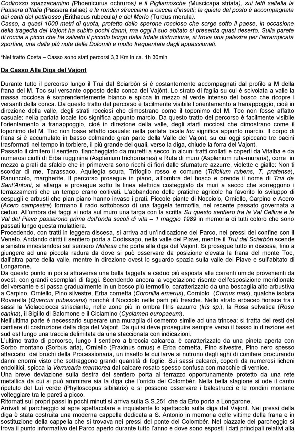 Casso, a quasi 1000 metri di quota, protetto dallo sperone roccioso che sorge sotto il paese, in occasione della tragedia del Vajont ha subito pochi danni, ma oggi il suo abitato si presenta quasi