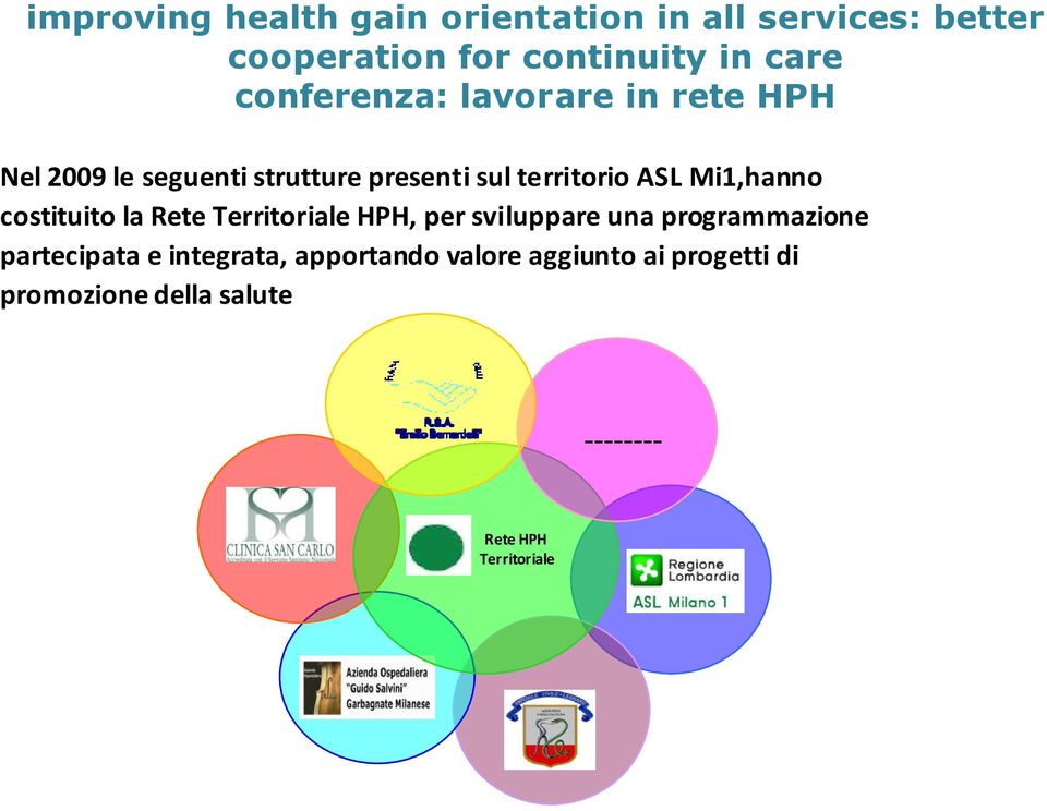 Rete Territoriale HPH, per sviluppare una programmazione partecipata e integrata,