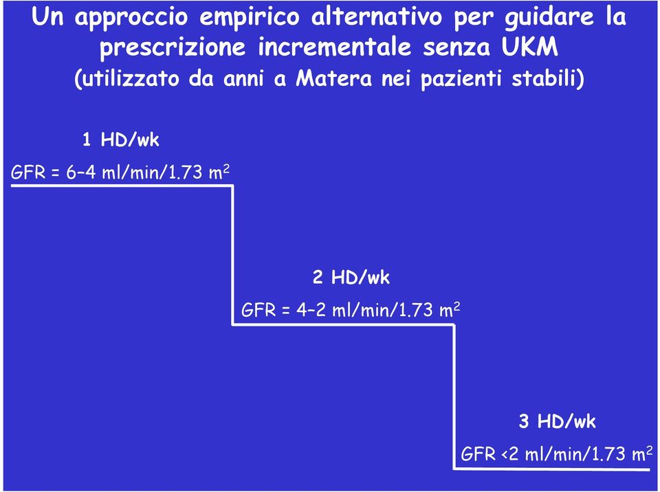 Matera nei pazienti stabili) 1 HD/wk GFR = 6 4 ml/min/1.