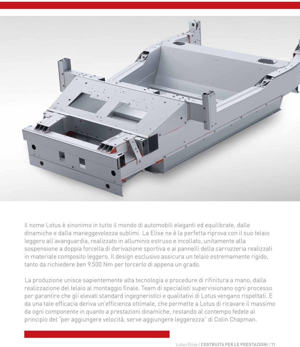 pannelli della carrozzeria realizzati in materiale composito leggero. Il design esclusivo assicura un telaio estremamente rigido, tanto da richiedere ben 9.500 Nm per torcerlo di appena un grado.