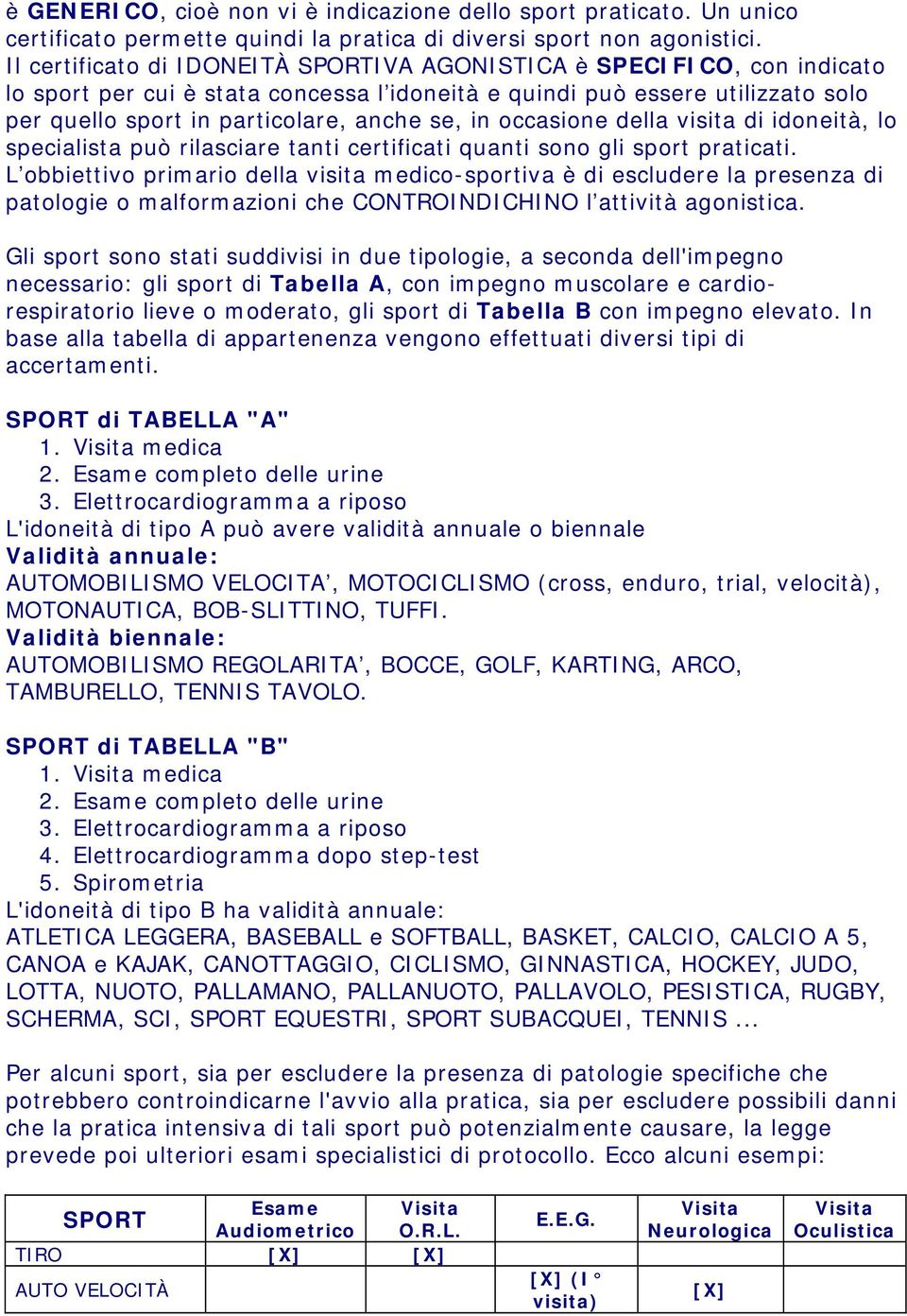 occasione della visita di idoneità, lo specialista può rilasciare tanti certificati quanti sono gli sport praticati.