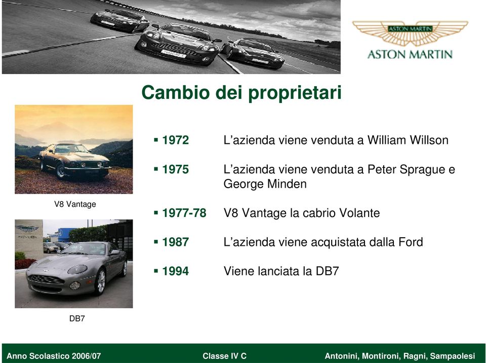 Minden V8 Vantage 1977-78 V8 Vantage la cabrio Volante 1987 L