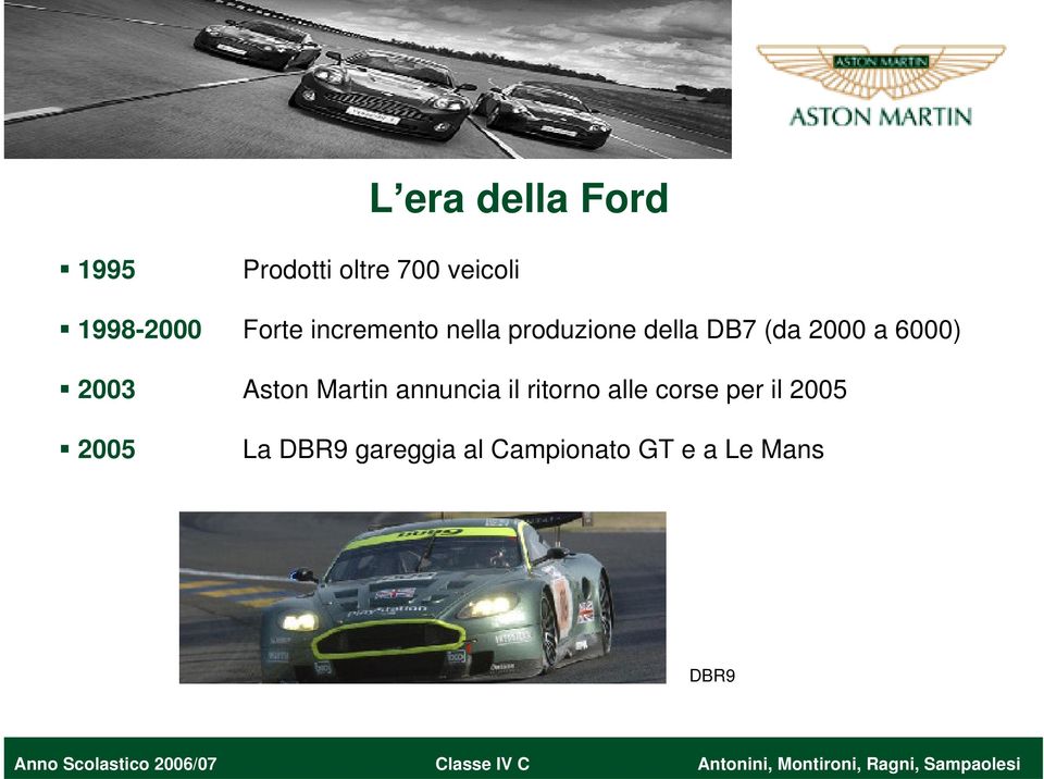 6000) 2003 Aston Martin annuncia il ritorno alle corse per