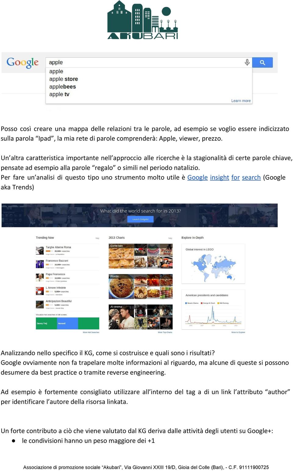 Per fare un analisi di questo tipo uno strumento molto utile è Google insight for search (Google aka Trends) Analizzando nello specifico il KG, come si costruisce e quali sono i risultati?