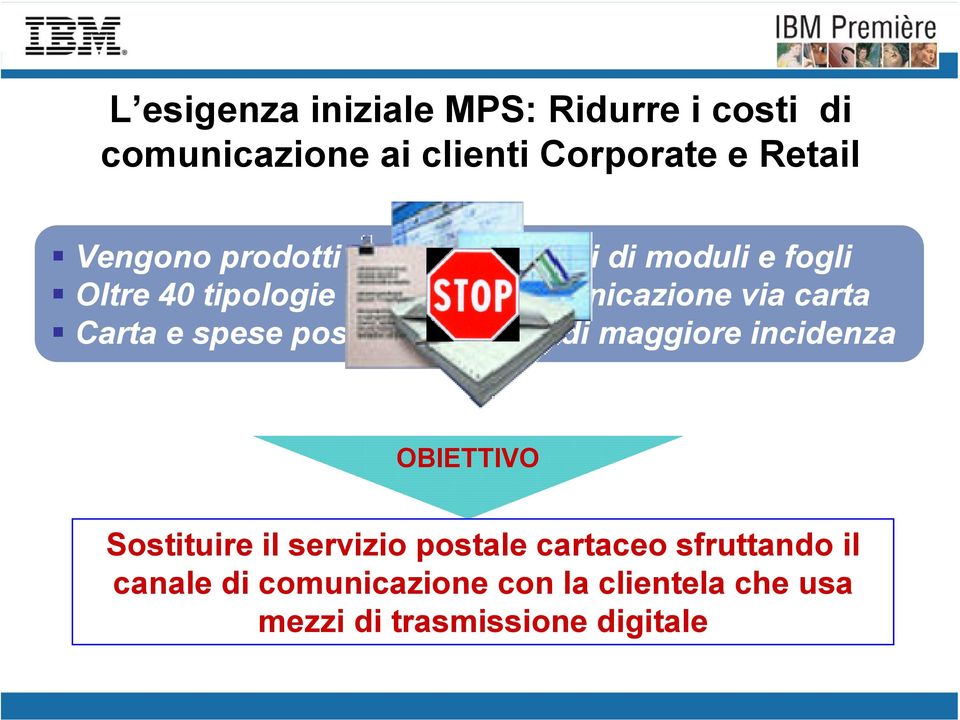 Carta e spese postali tra le voci di maggiore incidenza OBIETTIVO Sostituire il servizio postale