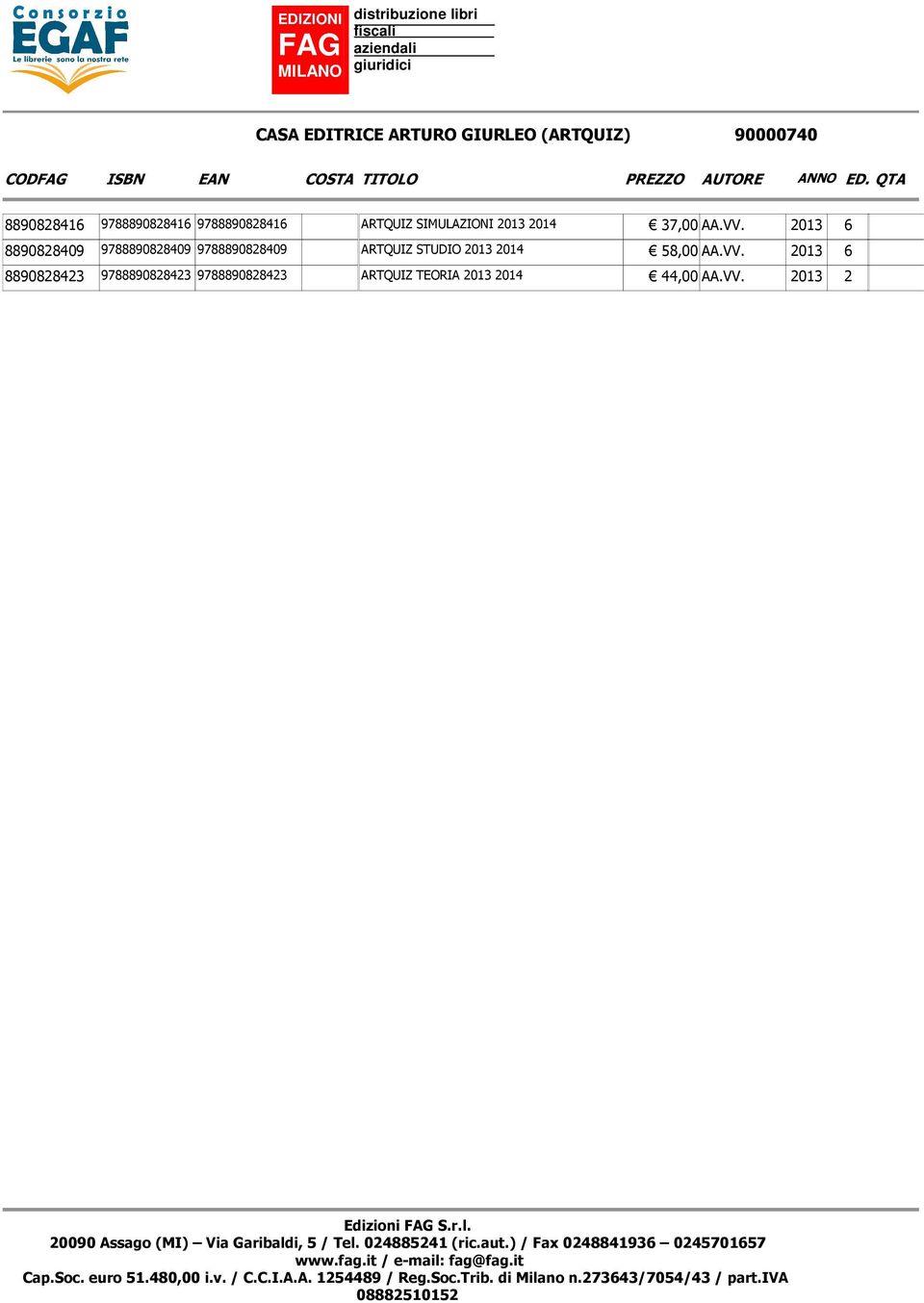 QTA 8890828416 9788890828416 9788890828416 ARTQUIZ SIMULAZIONI 2013 2014 37,00 AA.VV.