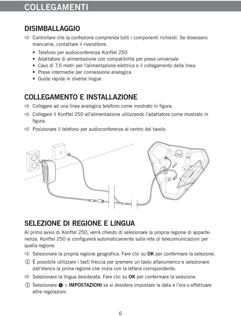 intermedie per connessione analogica Guide rapide in diverse lingue COLLEGAMENTO E INSTALLAZIONE Collegare ad una linea analogica telefono come mostrato in figura.