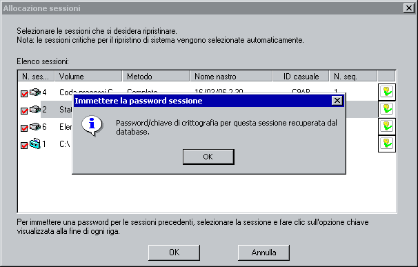 Ripristino di emergenza in Windows 2000 Nella finestra di dialogo sono visualizzate le seguenti informazioni: Partizioni formattate Viene specificato lo spazio partizionato e formattato.