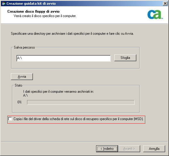 Sistemi operativi Driver di rete non incluso nel CD del prodotto Sintomo: Il ripristino di emergenza remoto di Windows XP o Windows 2003 non viene completato correttamente e viene visualizzato un