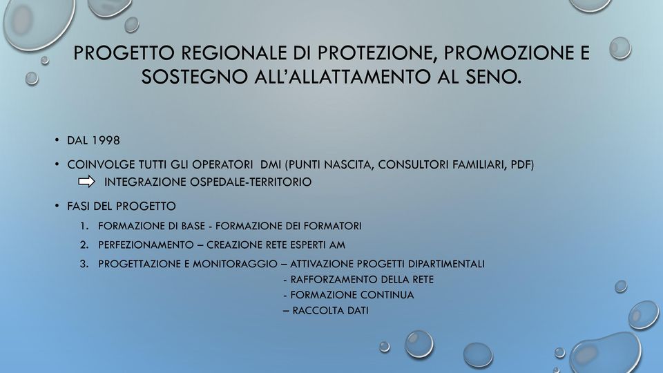 OSPEDALE-TERRITORIO FASI DEL PROGETTO 1. FORMAZIONE DI BASE - FORMAZIONE DEI FORMATORI 2.