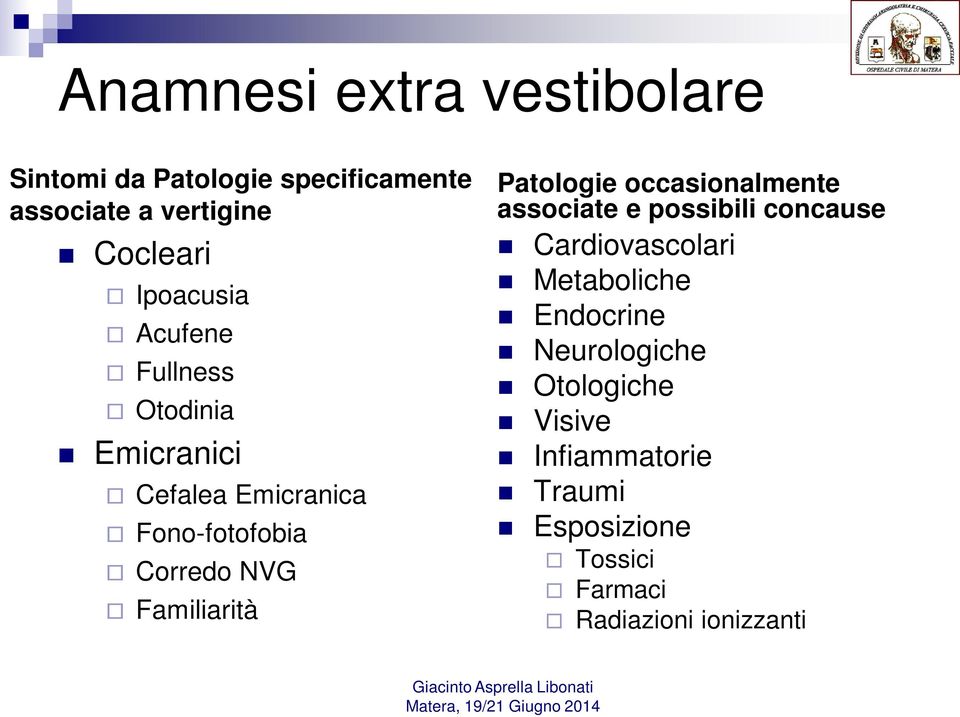 Familiarità Patologie occasionalmente associate e possibili concause Cardiovascolari Metaboliche