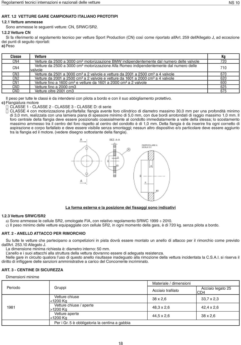 Vetture da 2500 a 3000 cm³ motorizzazione Alfa Romeo indipendentemente dal numero delle valvole 710 CN3 Vetture da 2501 a 3000 cm³ a 2 valvole e vetture da 2001 a 2500 cm³ a 4 valvole 670 CN2 Vetture