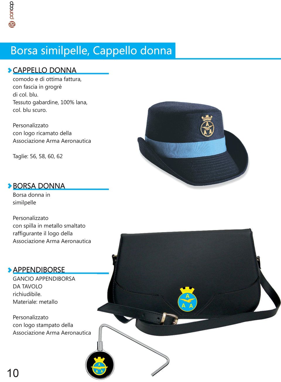 Personalizzato con logo ricamato della Associazione Taglie: 56, 58, 60, 62 BORSA DONNA Borsa donna in similpelle