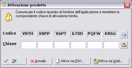 Attivazione del prodotto Attivazione online Avviare il prodotto facendo doppio clic sull icona presente sul desktop Al primo avvio inizia la procedura di attivazione.