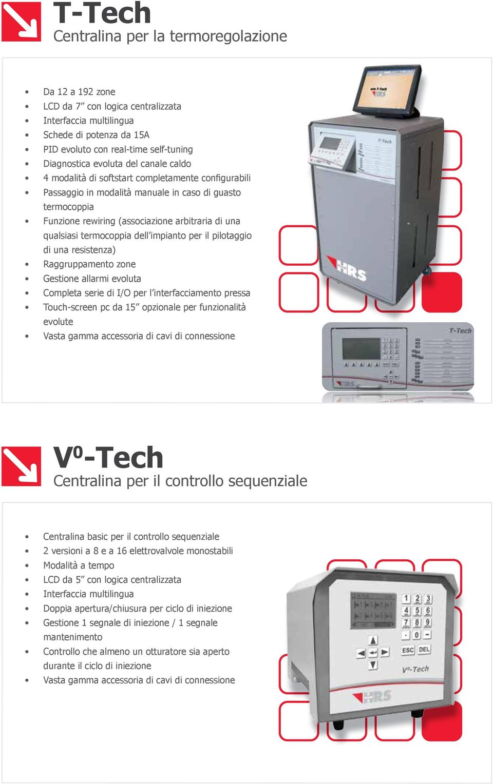 il pilotaggio di una resistenza) Raggruppamento zone Gestione allarmi evoluta Completa serie di I/O per l interfacciamento pressa Touch-screen pc da 15 opzionale per funzionalità evolute V 0 -Tech