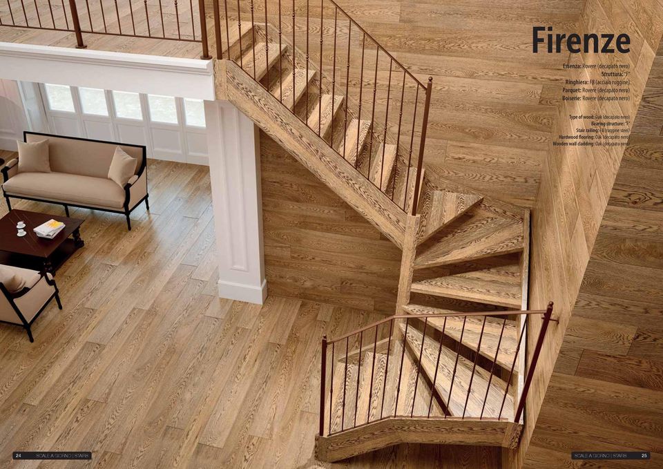nero) Bearing structure: F Stair railing: F8 (ruggine steel) Hardwood flooring: Oak