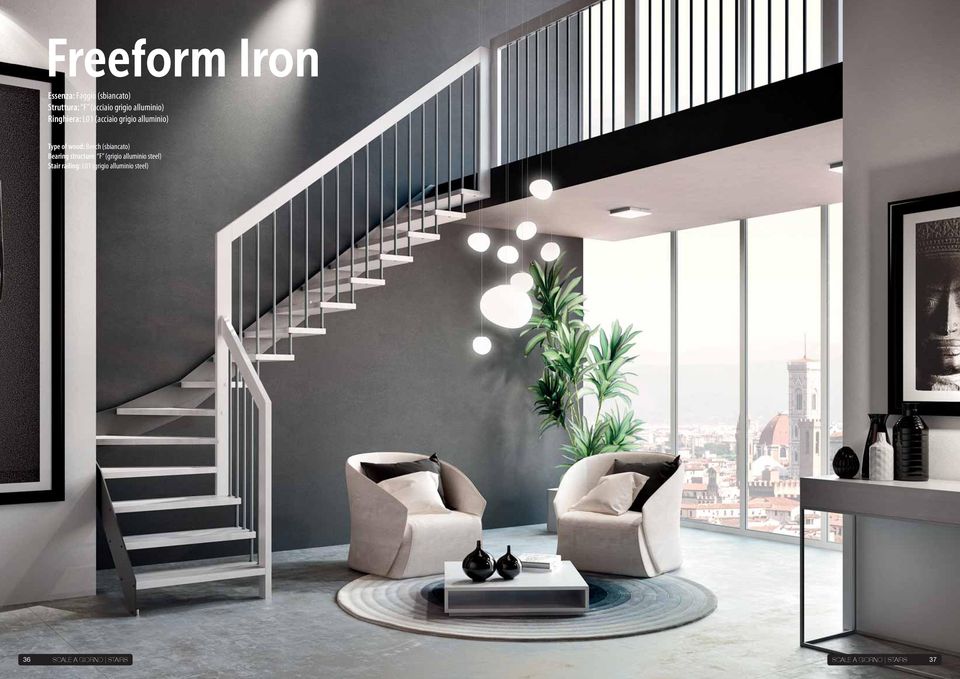 (sbiancato) Bearing structure: F (grigio alluminio steel) Stair railing: