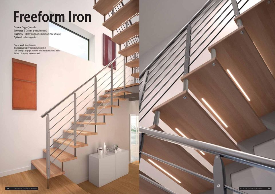 (naturale) Bearing structure: S (grigio alluminio steel) Stair railing: F18 (grigio alluminio steel