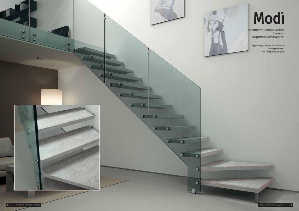 (spazzolato sbiancato) Bearing structure: - Stair railing: