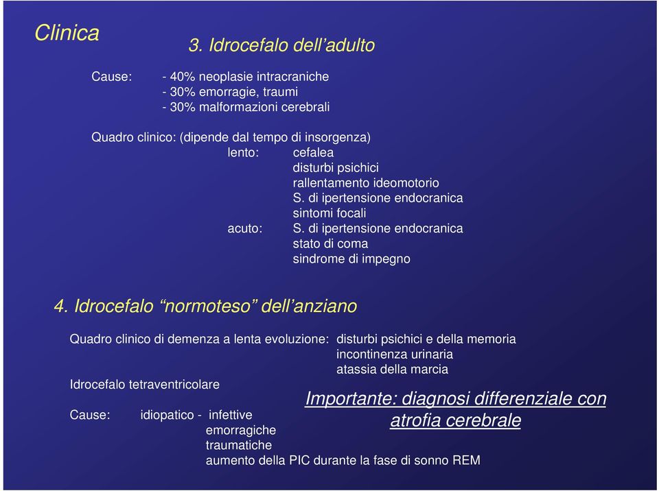 disturbi psichici rallentamento ideomotorio S. di ipertensione endocranica sintomi focali acuto: S. di ipertensione endocranica stato di coma sindrome di impegno 4.